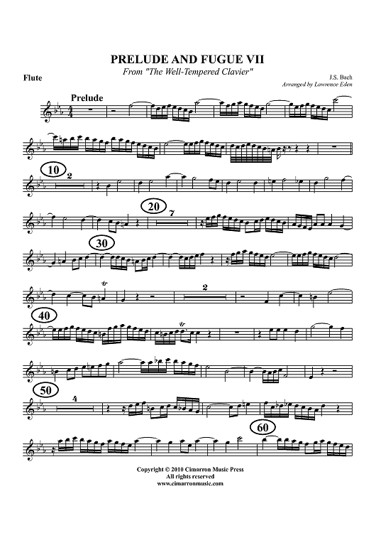 Prelude and Fugue VII - From "The Well-Tempered Clavier" - Flute