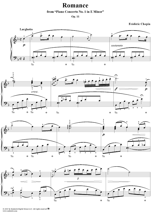 Romance from "Piano Concerto No. 1 in E Minor," Op. 11