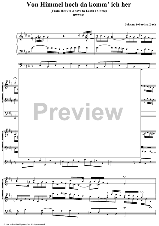 Vom Himmel hoch da komm' ich her (From Heav'n Above to Earth I Come), No. 8 (from "Das Orgelbüchlein"), BWV606