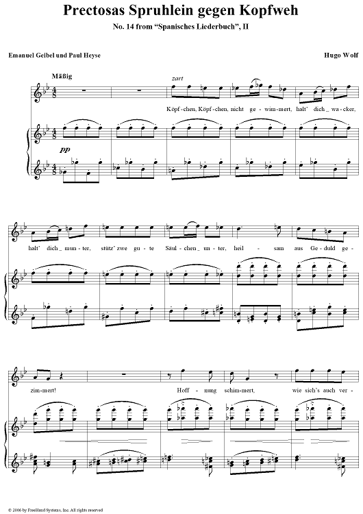 Preciosas Sprüchlein gegen Kopfweh, No. 14 from "Spanisches Liederbuch" II