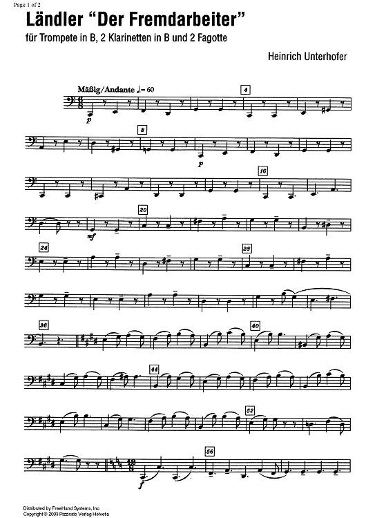 Ländler "Der Fremdarbeiter" - Bassoon