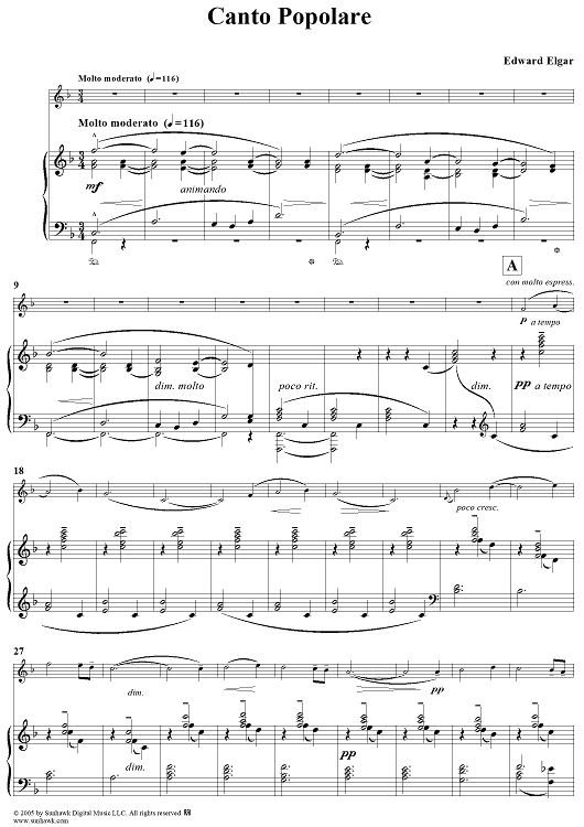 Canto Popolare - Piano Score