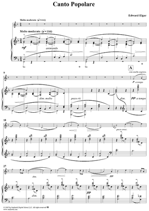 Canto Popolare - Piano Score