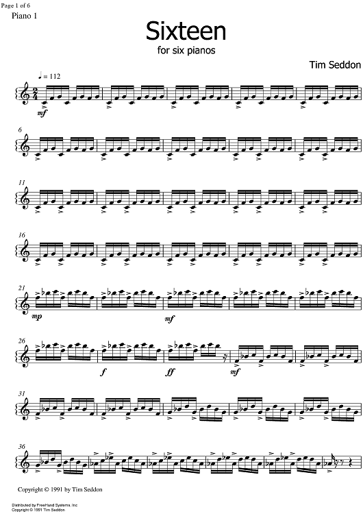 Sixteen - Piano 1