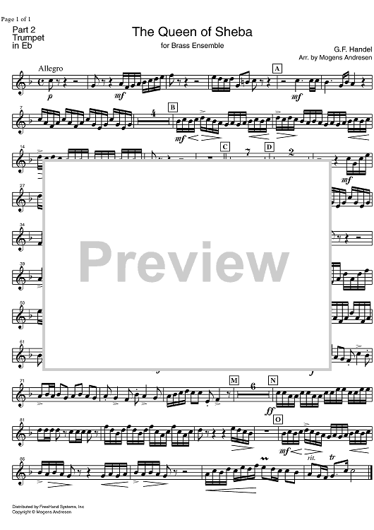 The Arrival of the Queen of Sheba HWV 67 - Trumpet in E-flat