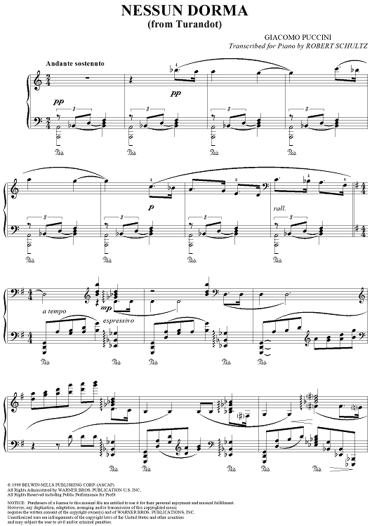 Nessun Dorma  (from Turandot)