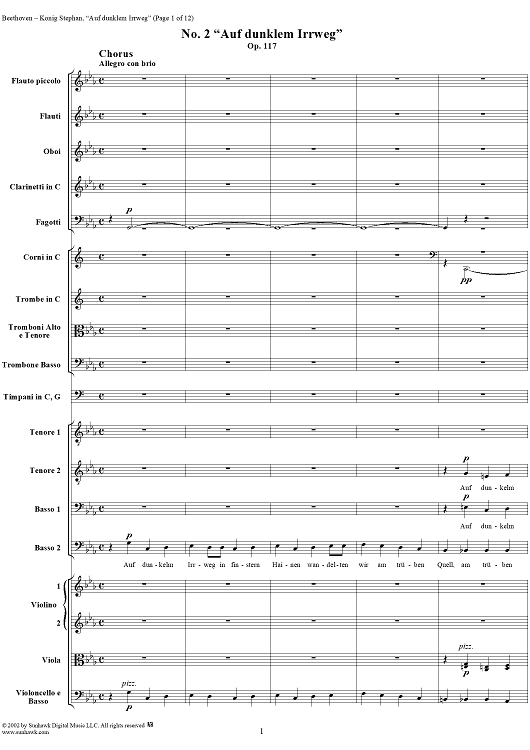 Auf dunklem Irrweg, No. 2 from "König Stephan", Op. 117 - Full Score