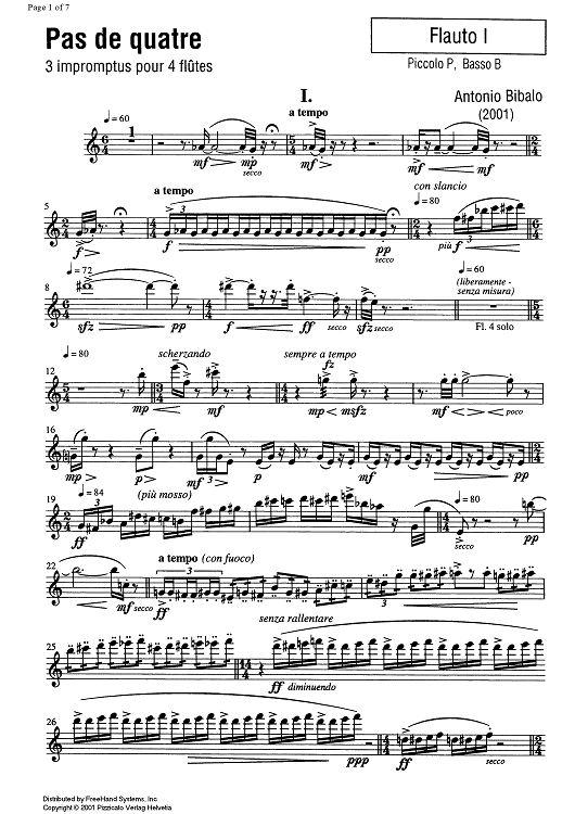 Pas de quatre (3 impromptus) - Flute 1
