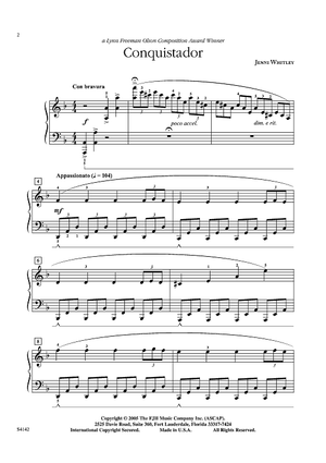 Conquistador" Sheet Music for Piano - Sheet Music Now