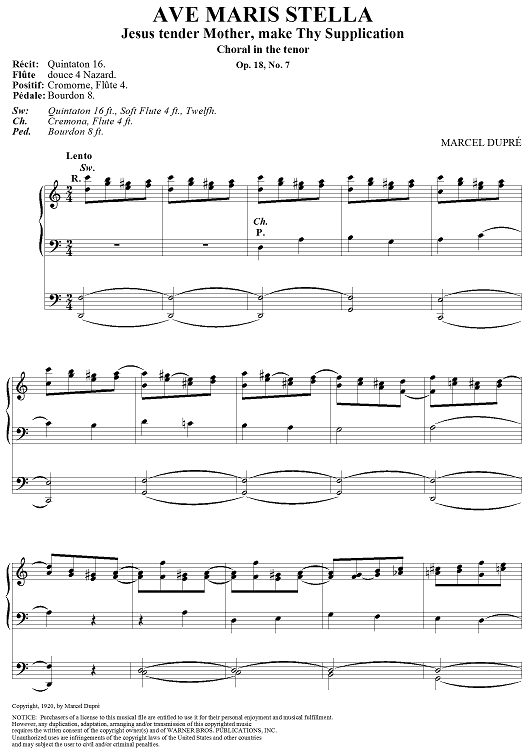 Ave Maris Stella: Jesus Tender Mother, Make Thy Supplication, Op. 18, No. 7