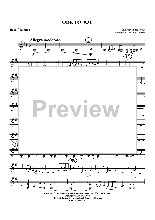Ode to Joy - Bass Clarinet