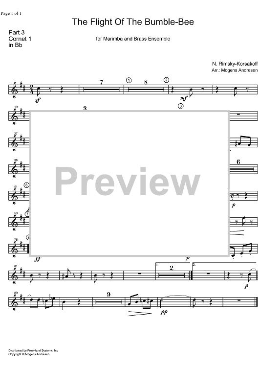 The Flight of the Bumble-Bee from "The Tale of Tsar Sultan" - B-flat Cornet 1