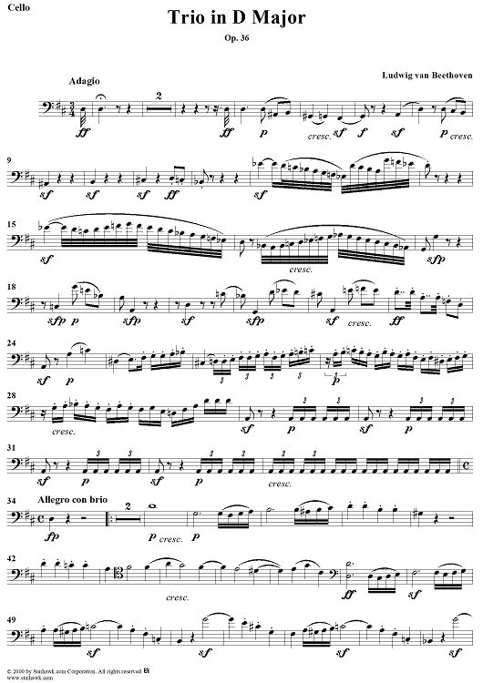 Trio in D Major, Op. 36 - Cello
