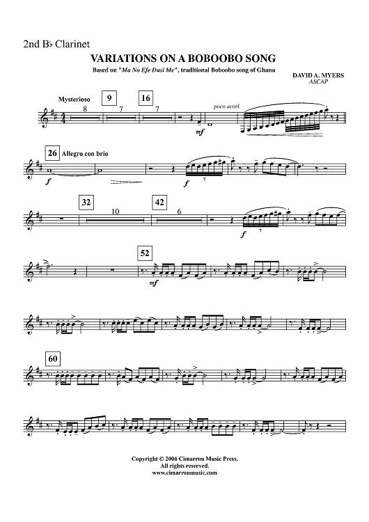 Variations on a Boboobo Song - B-flat Clarinet 2