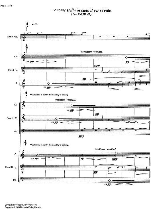 ...e come stella in cielo il ver si vide. - Score