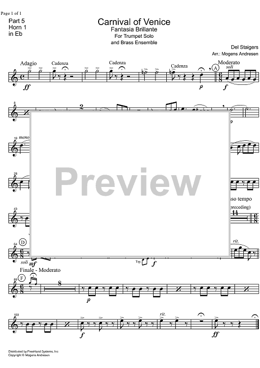 Carnival of Venice - Fantasia Brillante - Horn in E-flat 1