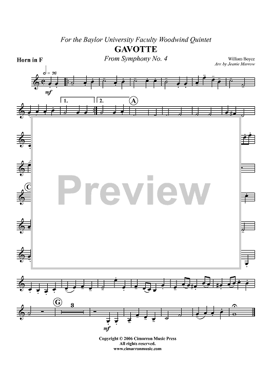 Gavotte (from Symphony No. 4) - Horn in F