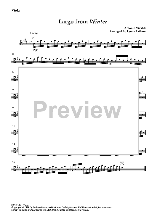 Largo from Winter - Viola
