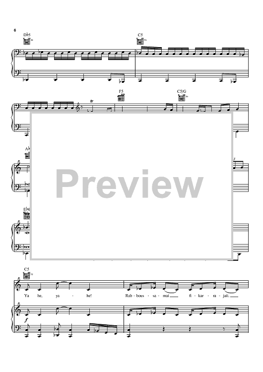 Eyes Like Yours (Ojos Asi)" Sheet Music by Shakira for Piano/Vocal