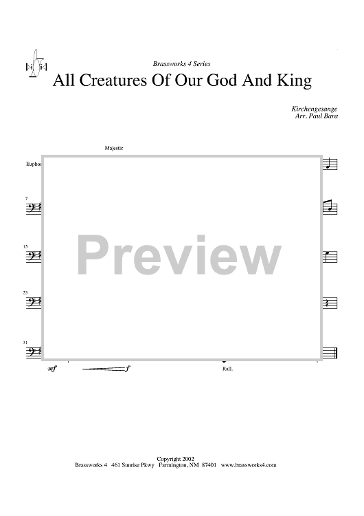 All Creatures of Our God and King - Euphonium
