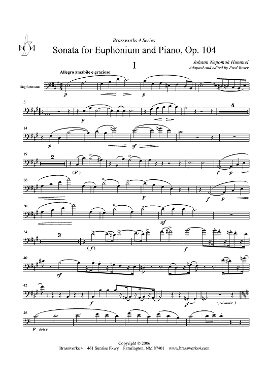 Sonata for Euphonium and Piano, Op. 104 - Euphonium BC