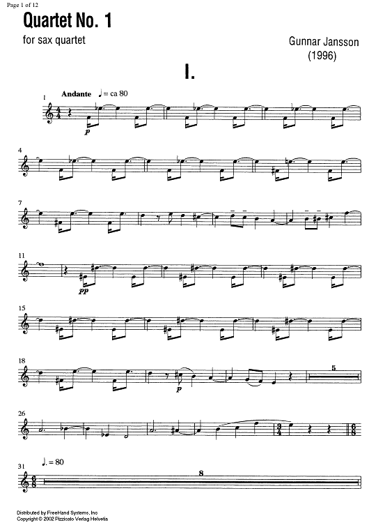 Quartet No. 1 - E-flat Baritone Saxophone