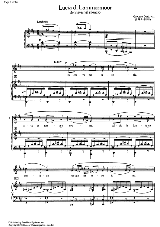 Regnava nel silenzio from Lucia di Lammermoor