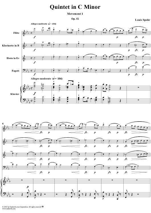 Quintet in C Minor, Movement 1 - Piano Score