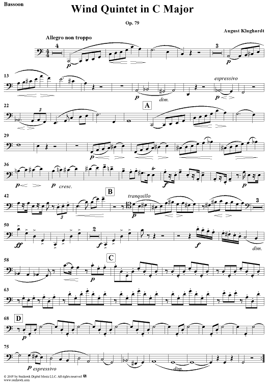 Wind Quintet in C Major, Op. 79 - Bassoon