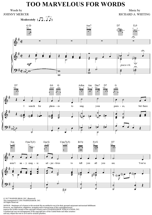 Too Marvelous for Words