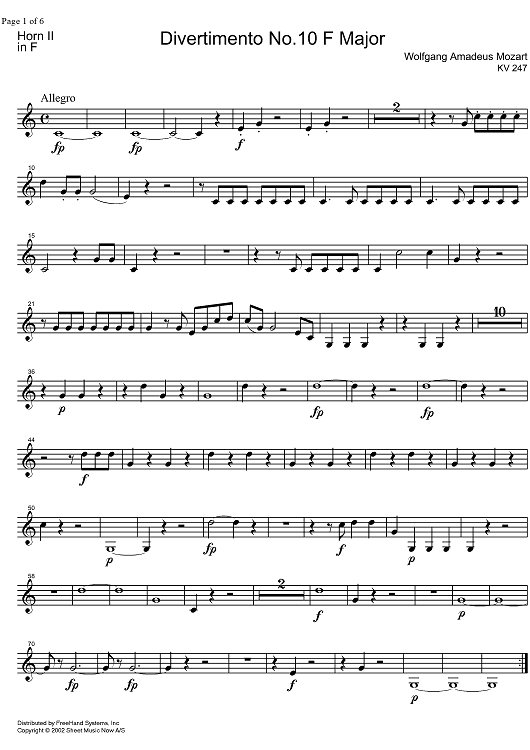Divertimento No.10 F Major KV247 - Horn in F 2