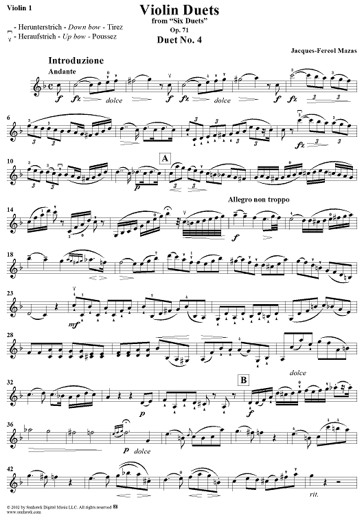 Violin Duets, Op. 71 - Violin 1