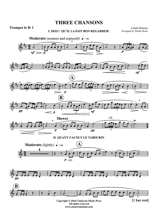 Three Chansons - Trumpet 1 in Bb