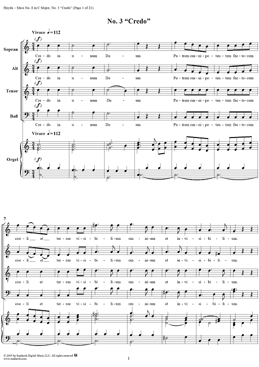 Mass No. 8 in C Major, "Mariazellermesse": No. 3, Credo