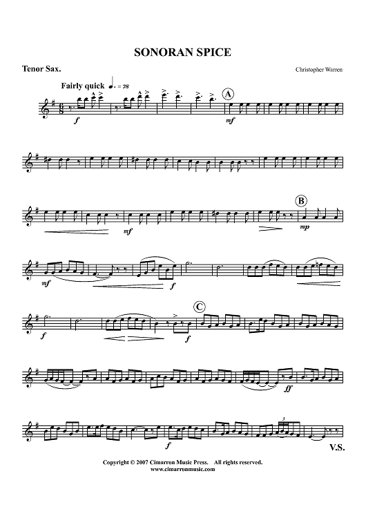 Sonoran Spice - Tenor Saxophone