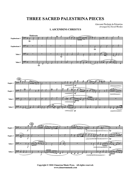 Three Sacred Palestrina Pieces - Score