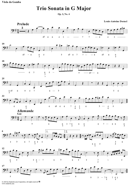 Trio Sonata in G Major Op. 3, No. 4 - Viola da gamba