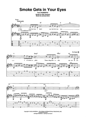 smoke your cigarette chords Smoke Gets in Your Eyes" Sheet Music for Guitar Tab/Vocal/Chords