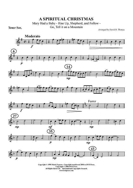 A Spiritual Christmas - Tenor Sax