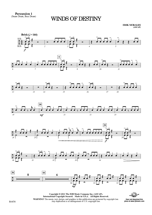 Winds of Destiny - Percussion 1