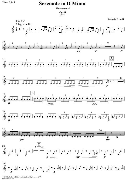 Serenade in D Minor, Op. 44, Movement 4 - Horn in F 2