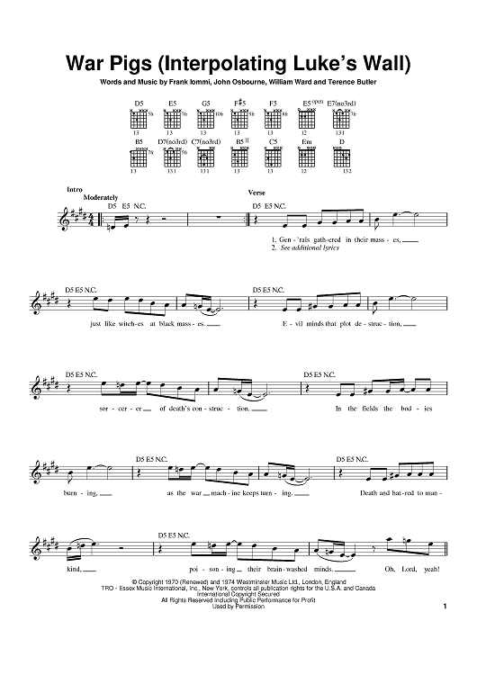 War Pigs (Interpolating Luke's Wall)