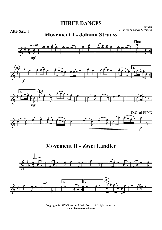 Three Dances - Alto Sax 1