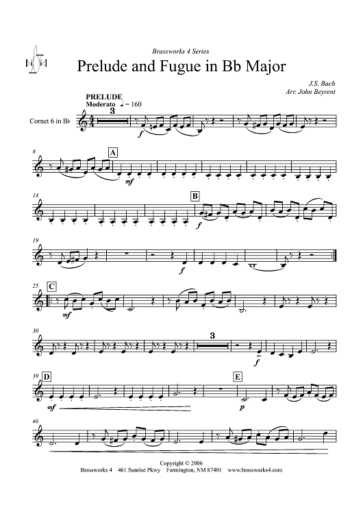 Prelude and Fugue in B-flat Major - Cornet 6/Trumpet 6