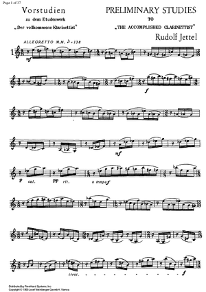 Preliminary studies to 'The Accomplished Clarinettist' Vol. 1 - Clarinet