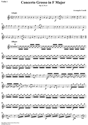 Concerto Grosso No. 6  in F major, Op. 6, No. 6 - Violin 1