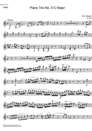 Piano Trio No. 5 C Major KV548 - Violin