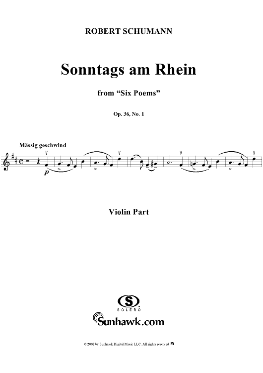 Six Poems, Op. 36, No. 1, "Sonntags am Rhein" (Sunday on the Rhine), - Violin