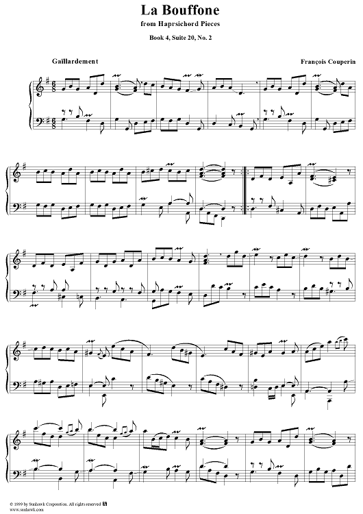 Harpsichord Pieces, Book 4, Suite 20, No.2:  La Bouffone