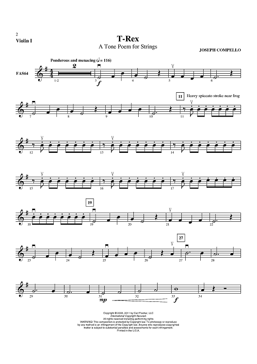 T-Rex - A Tone Poem for Strings - Violin 1